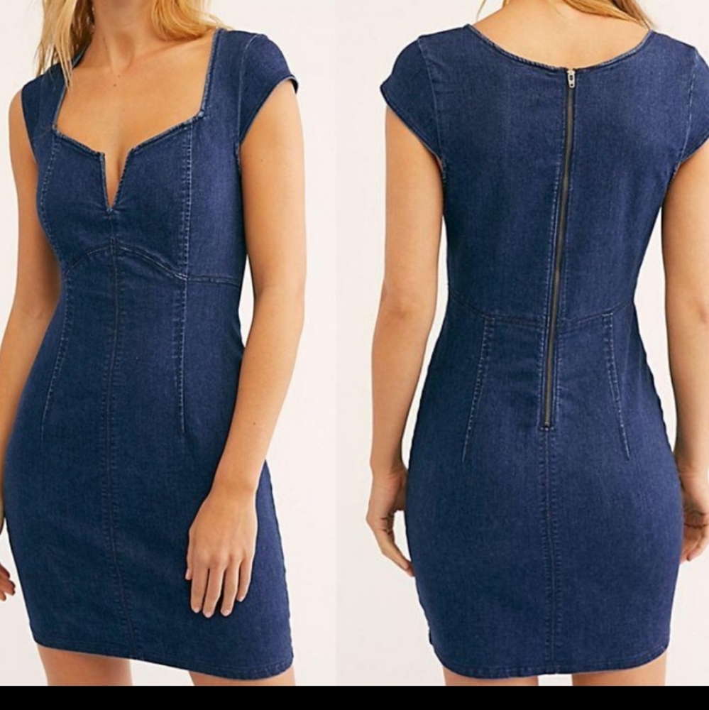 Free People Lia Denim Mini Dress - Picture 14 of 15